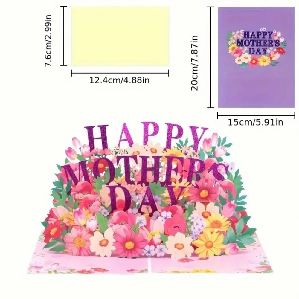 Purple and Pink Mother’s Day Pop-Up Card, NEW